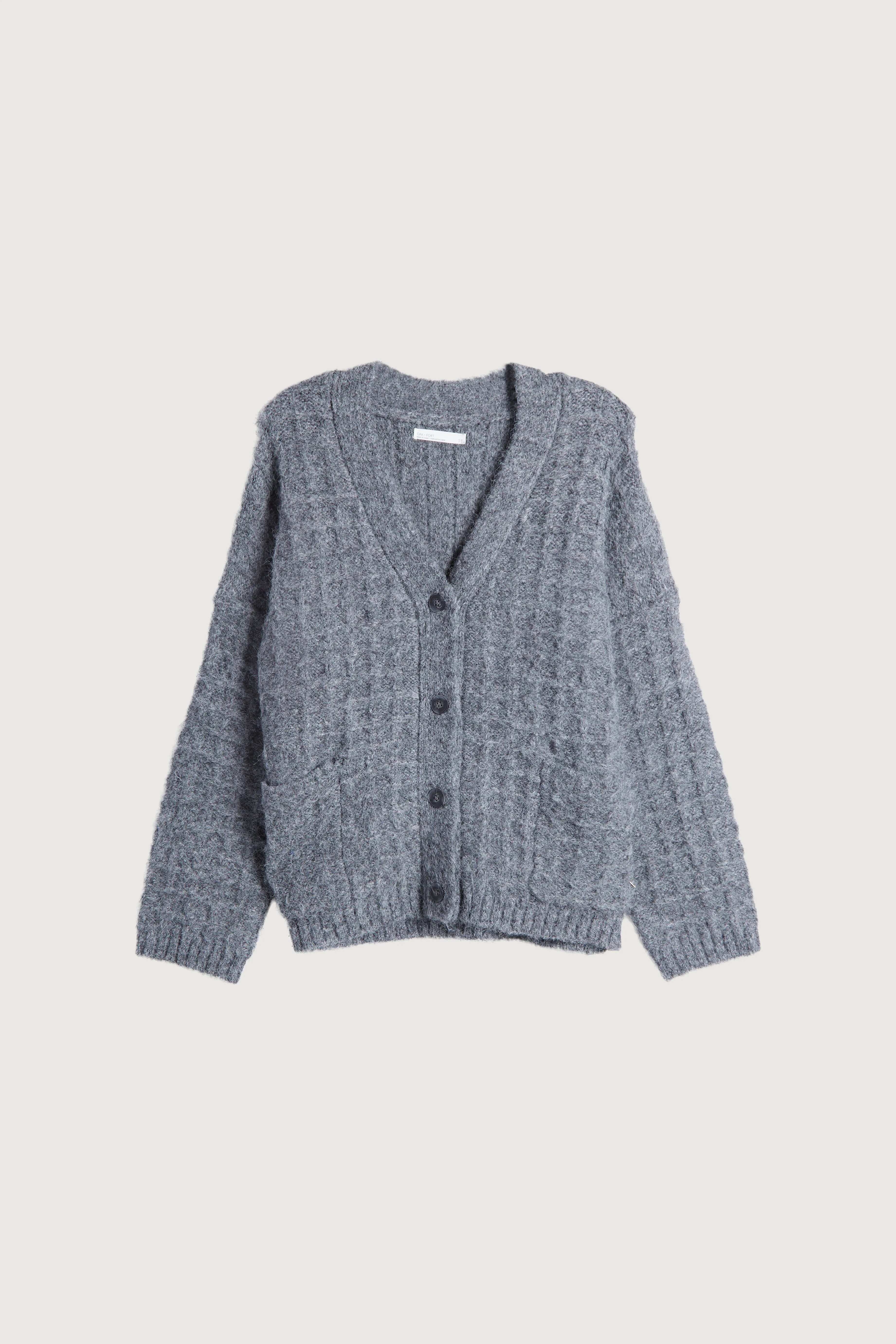 OVERSIZED GRID TEXTURED CARDIGAN