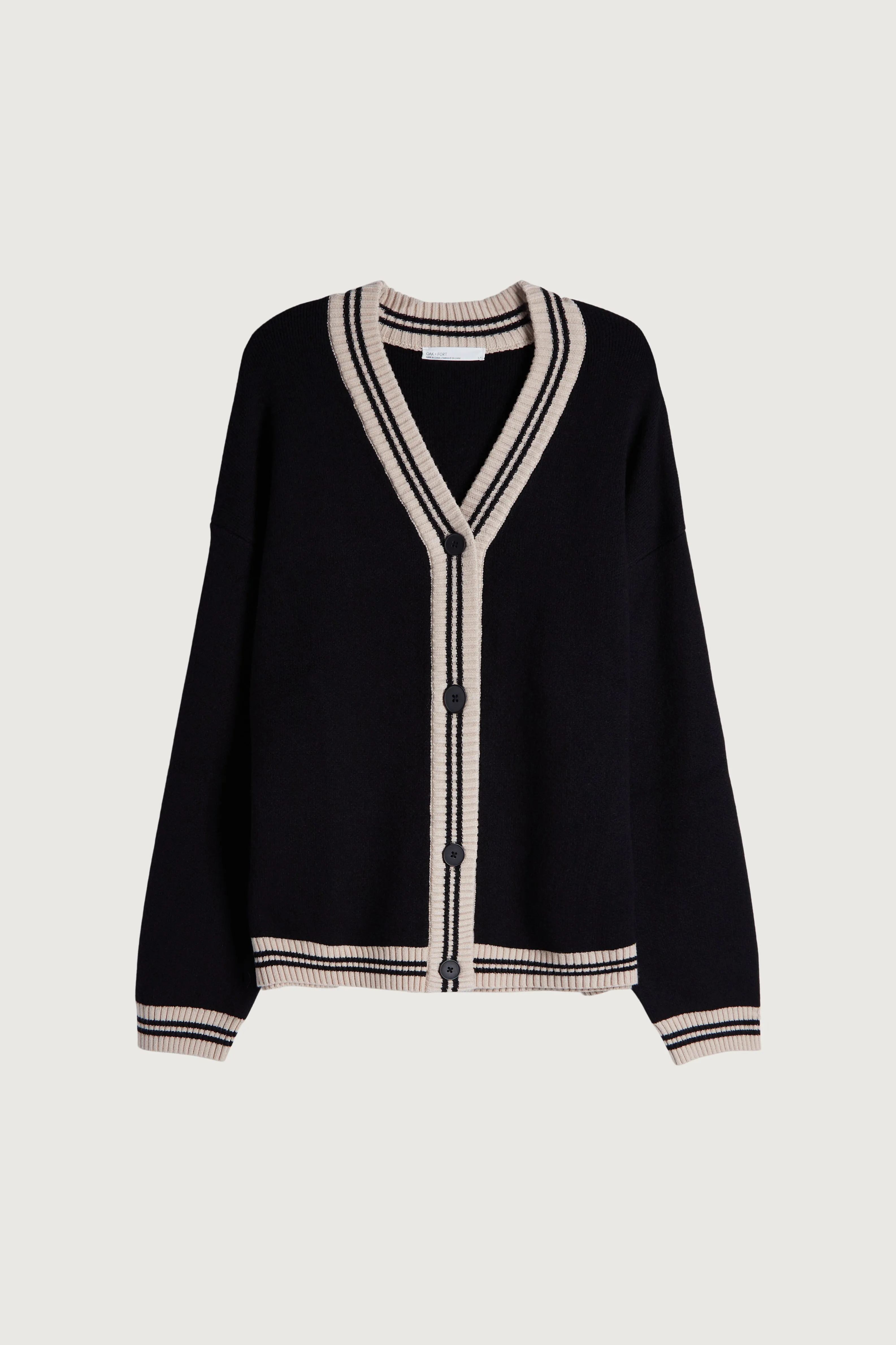 OVERSIZED VARSITY BUTTON UP CARDIGAN