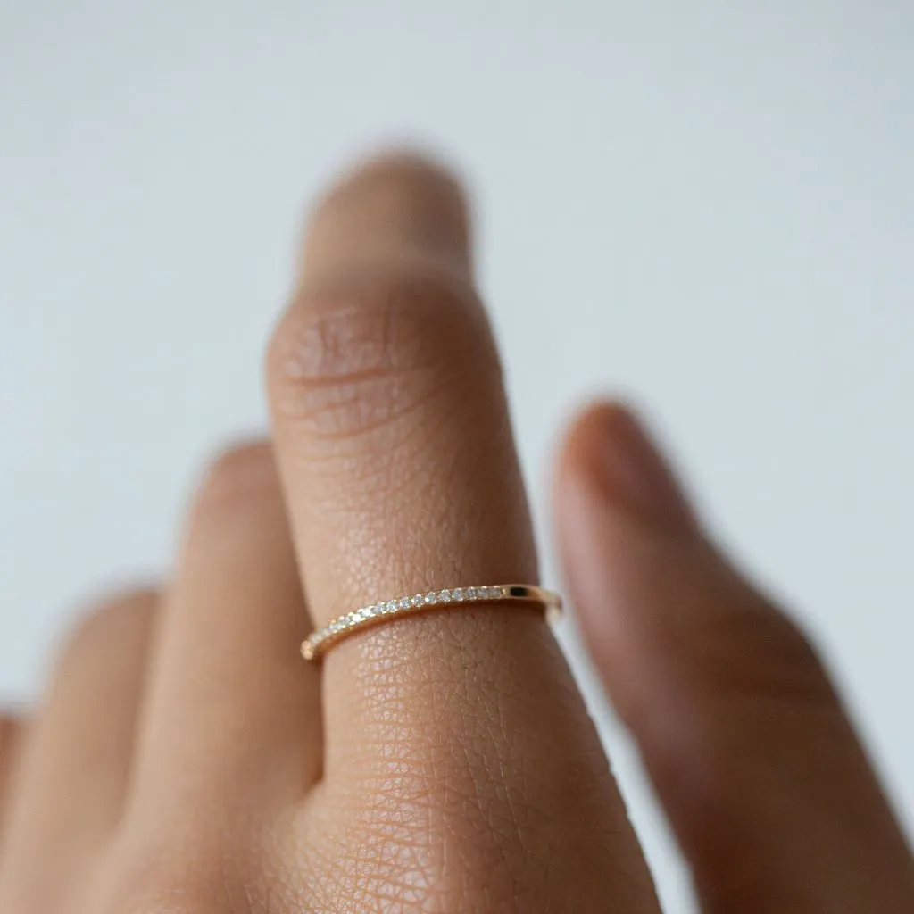 Pave Dainty Band - Sterling Silver