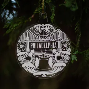 Philadelphia Christmas ornament, Philly icons holiday ornament