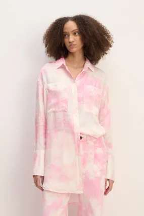 PINK TIE-DYE SATIN SHIRT