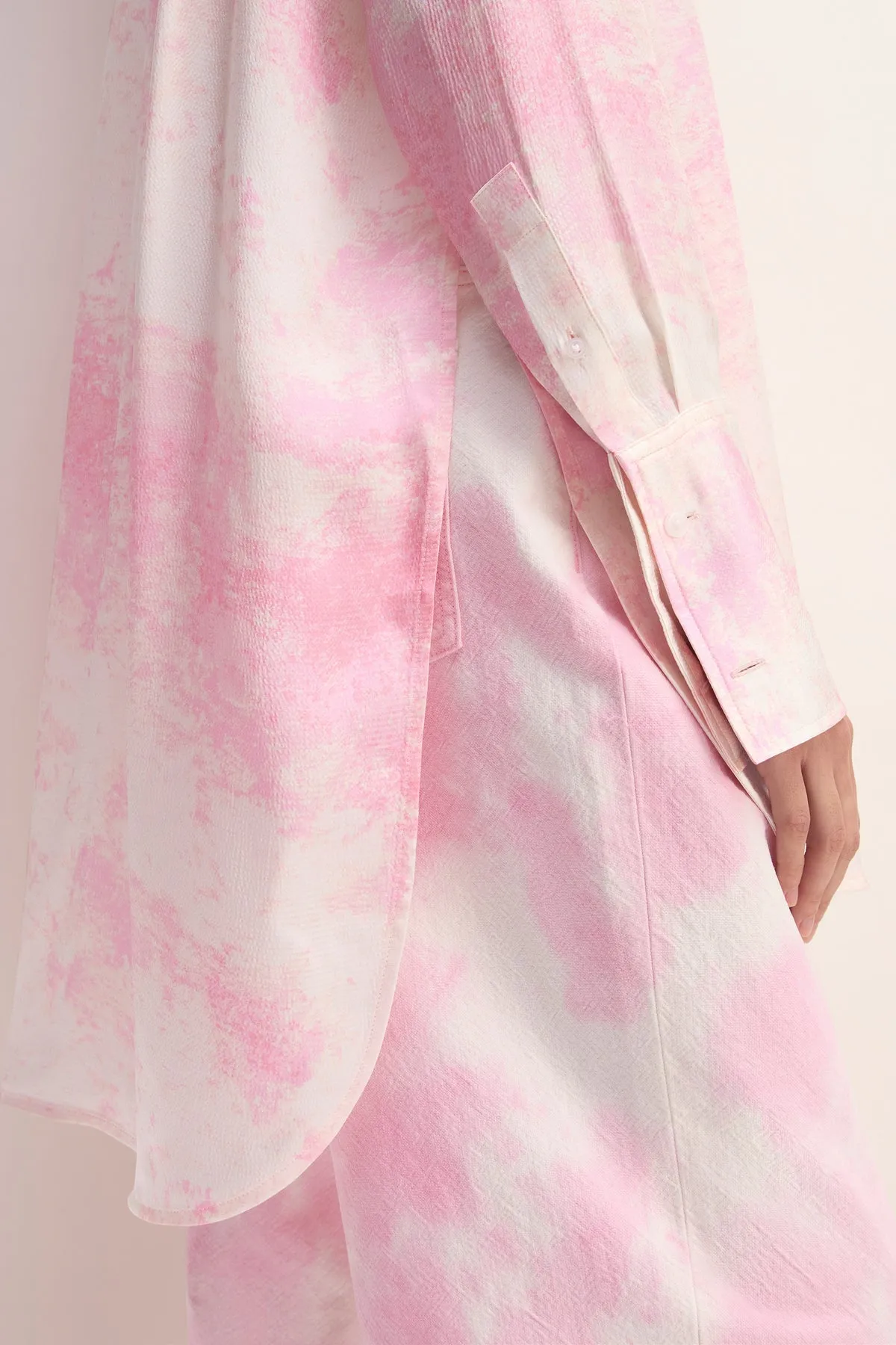 PINK TIE-DYE SATIN SHIRT