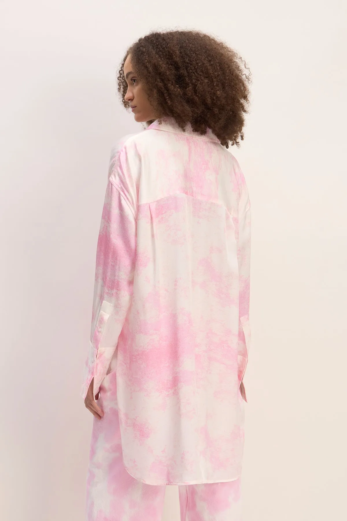 PINK TIE-DYE SATIN SHIRT