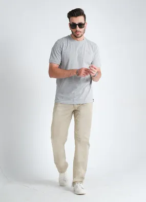 Plain Grey 100% Cotton Basic T-shirt"