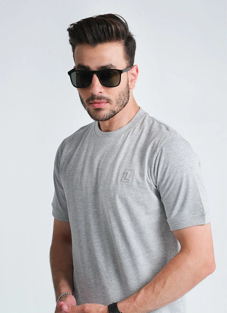 Plain Grey 100% Cotton Basic T-shirt"