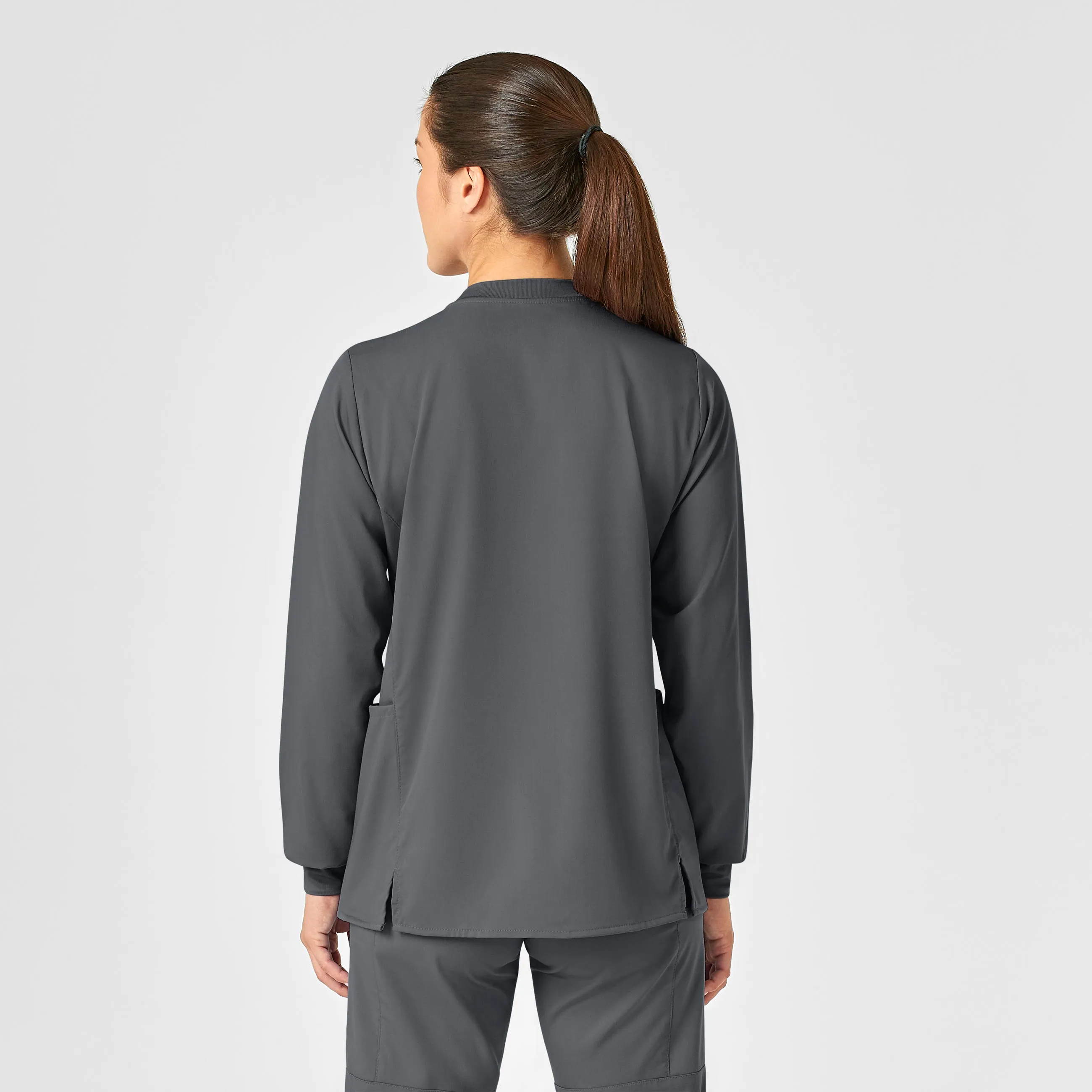 PRO Women's Snap Front Scrub Jacket - Pewter