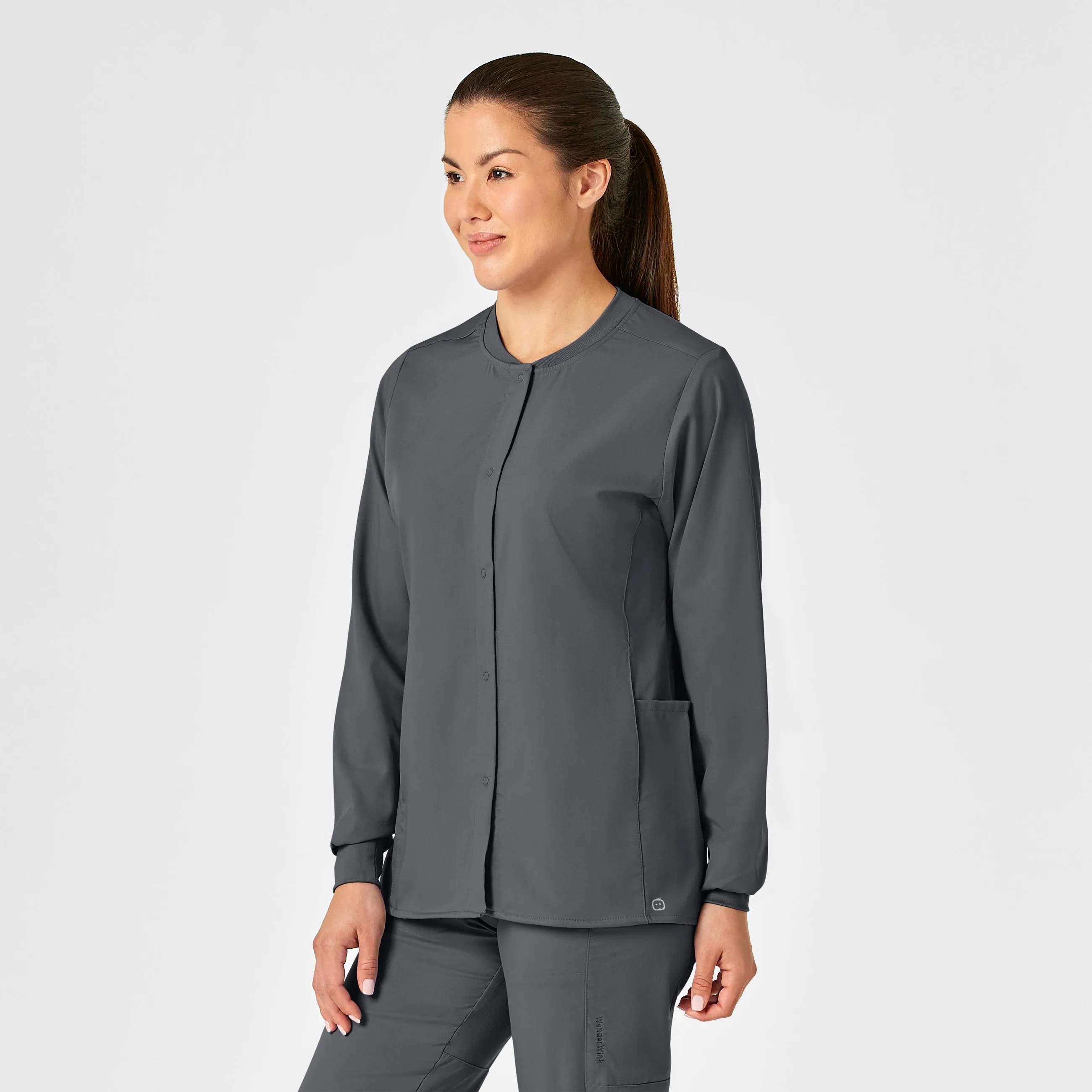 PRO Women's Snap Front Scrub Jacket - Pewter