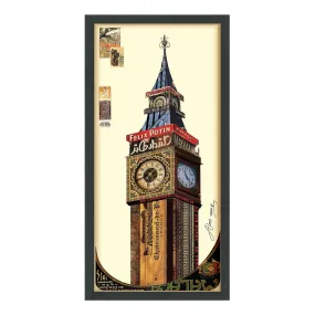 "Big Ben" Dimensional Collage Framed Graphic Art Under Glass Wall Art