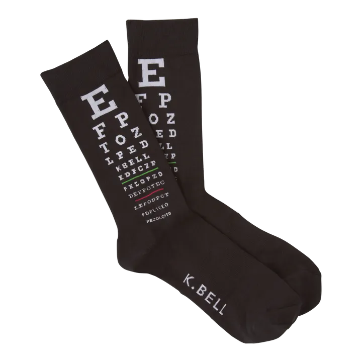 "Eye Chart" Crew Socks by K Bell - Large