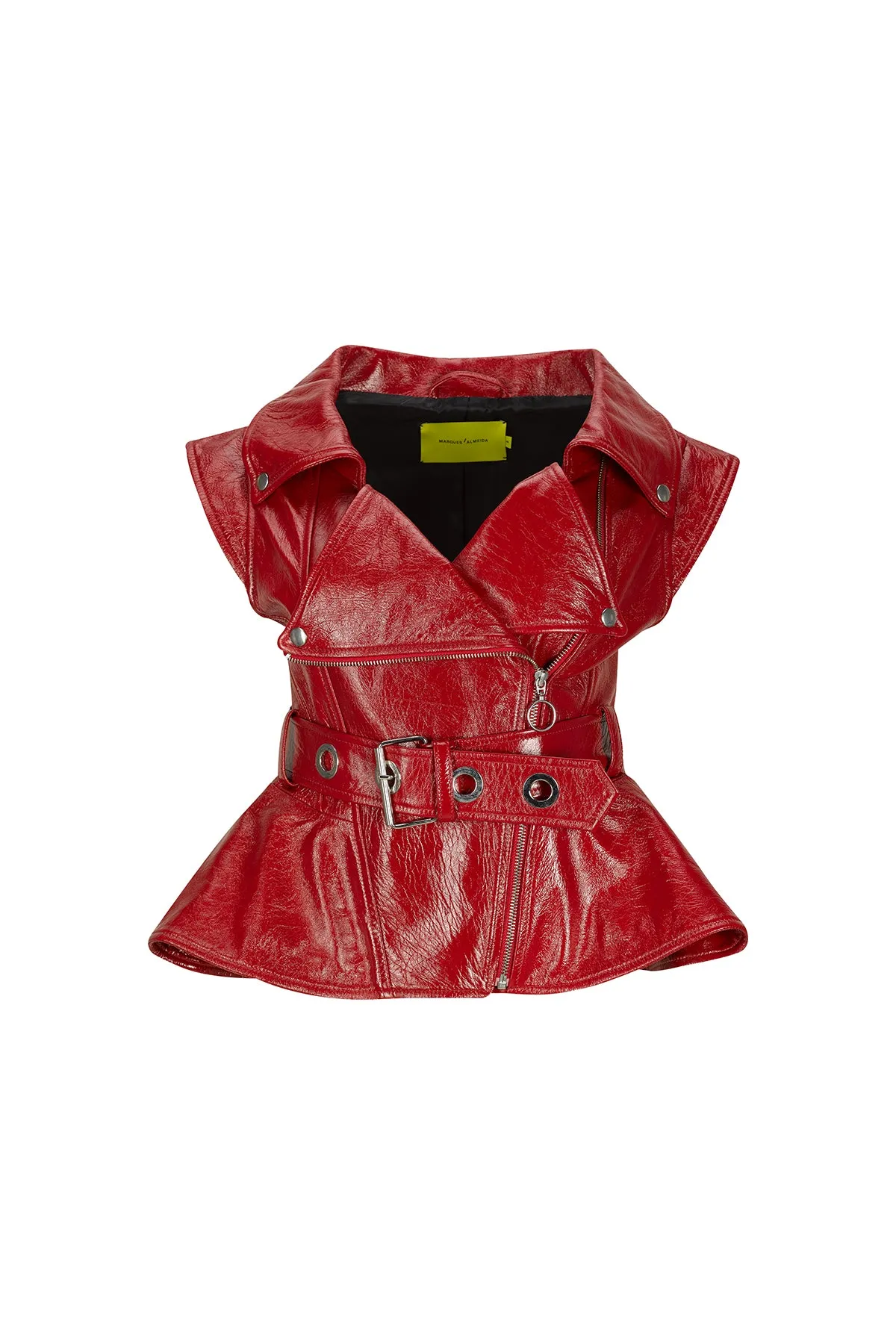 RED LEATHER BIKER VEST