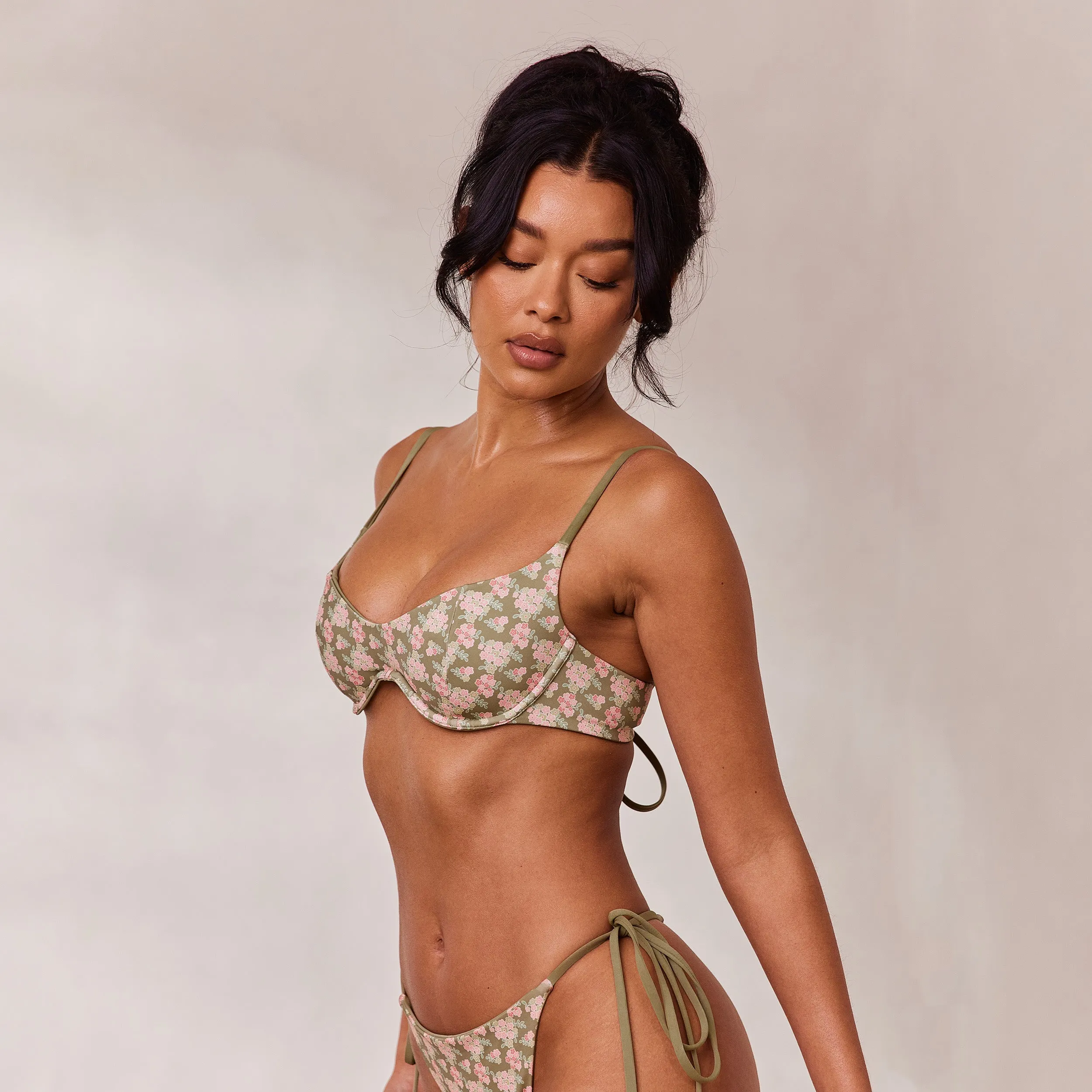 Reversible Underwire Bikini Top - Green/Floral