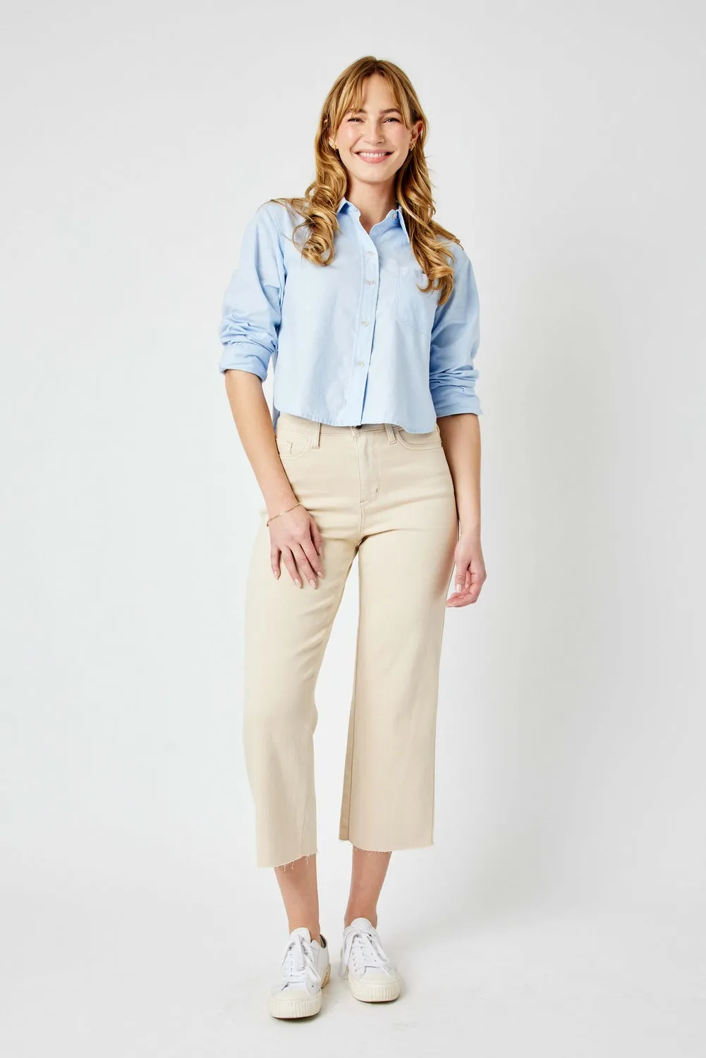 Shannon High Rise Crop Natural Wide Leg Jeans - PLUS