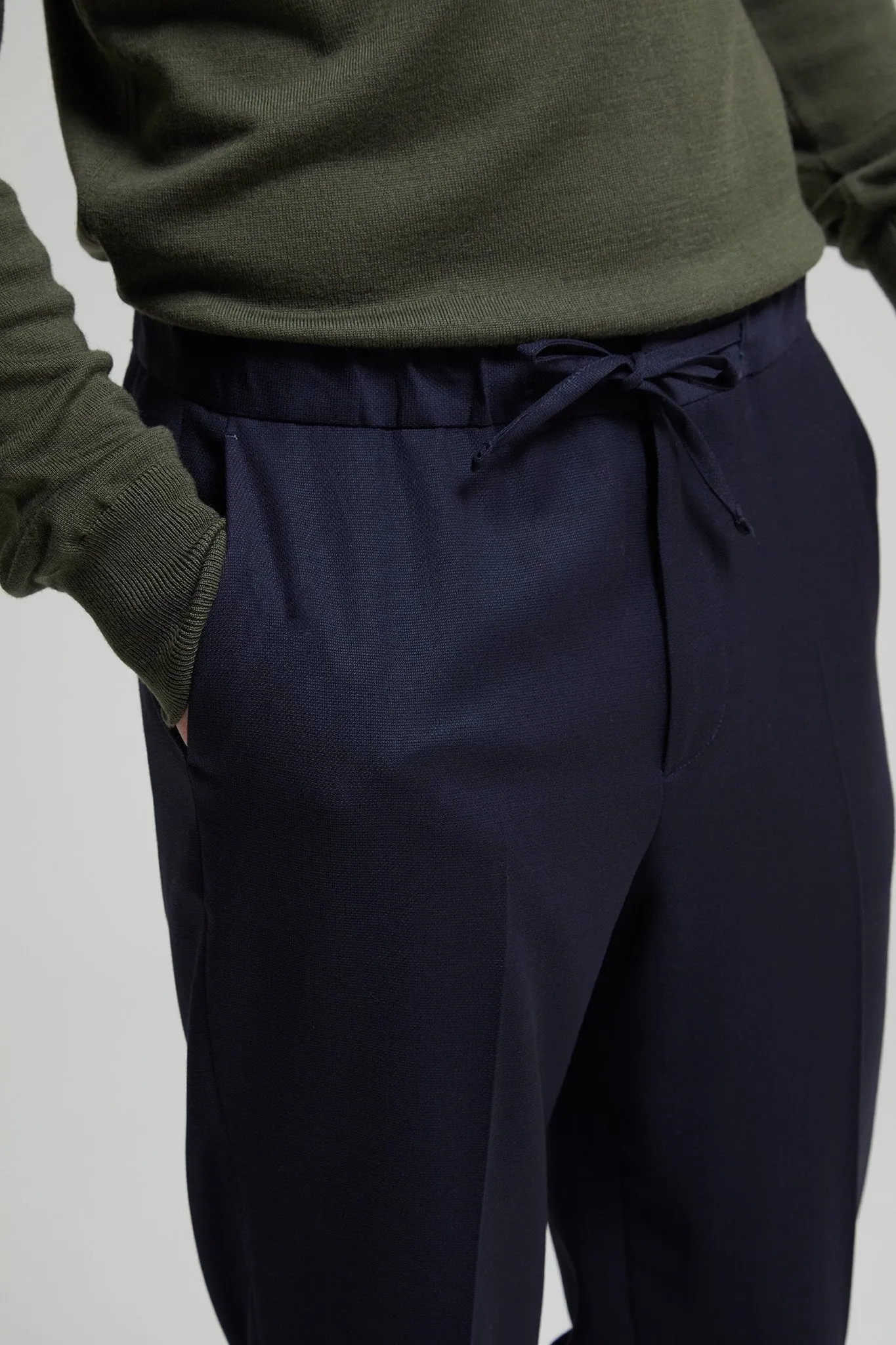 Slim Fit Wool Blend Drawstring Trouser