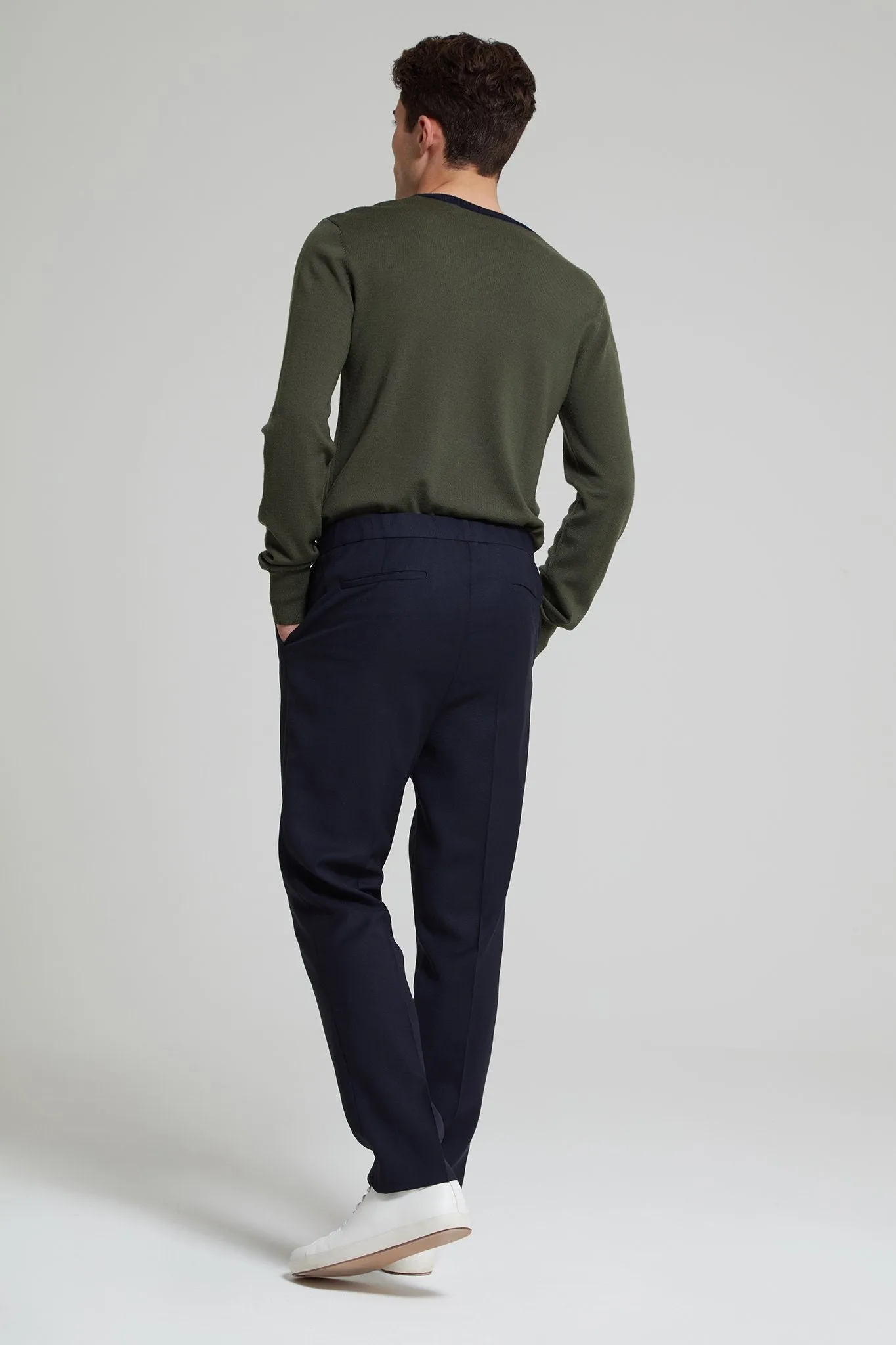 Slim Fit Wool Blend Drawstring Trouser