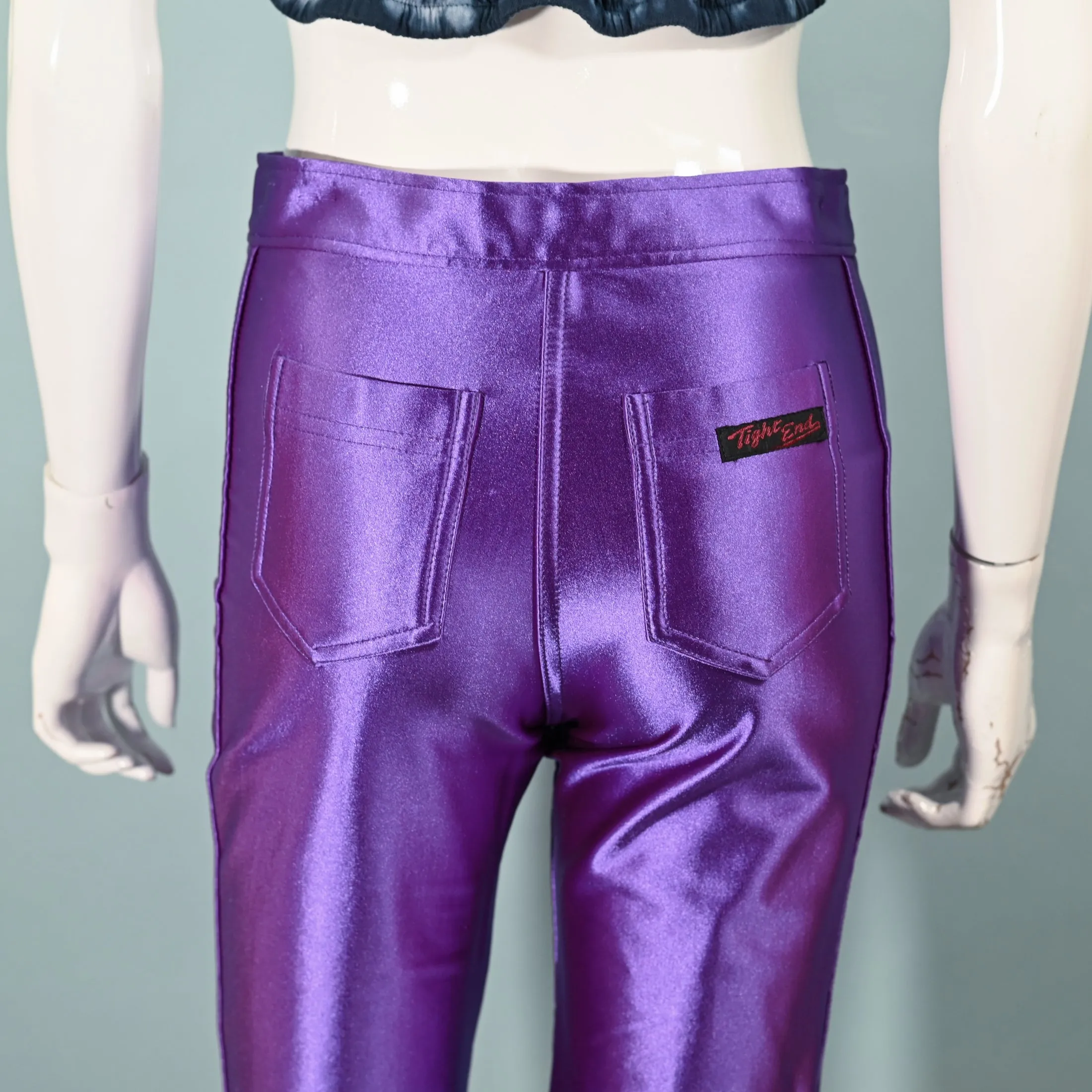 SOLD Vintage 70s Purple Spandex Disco Pants, Tight End XS