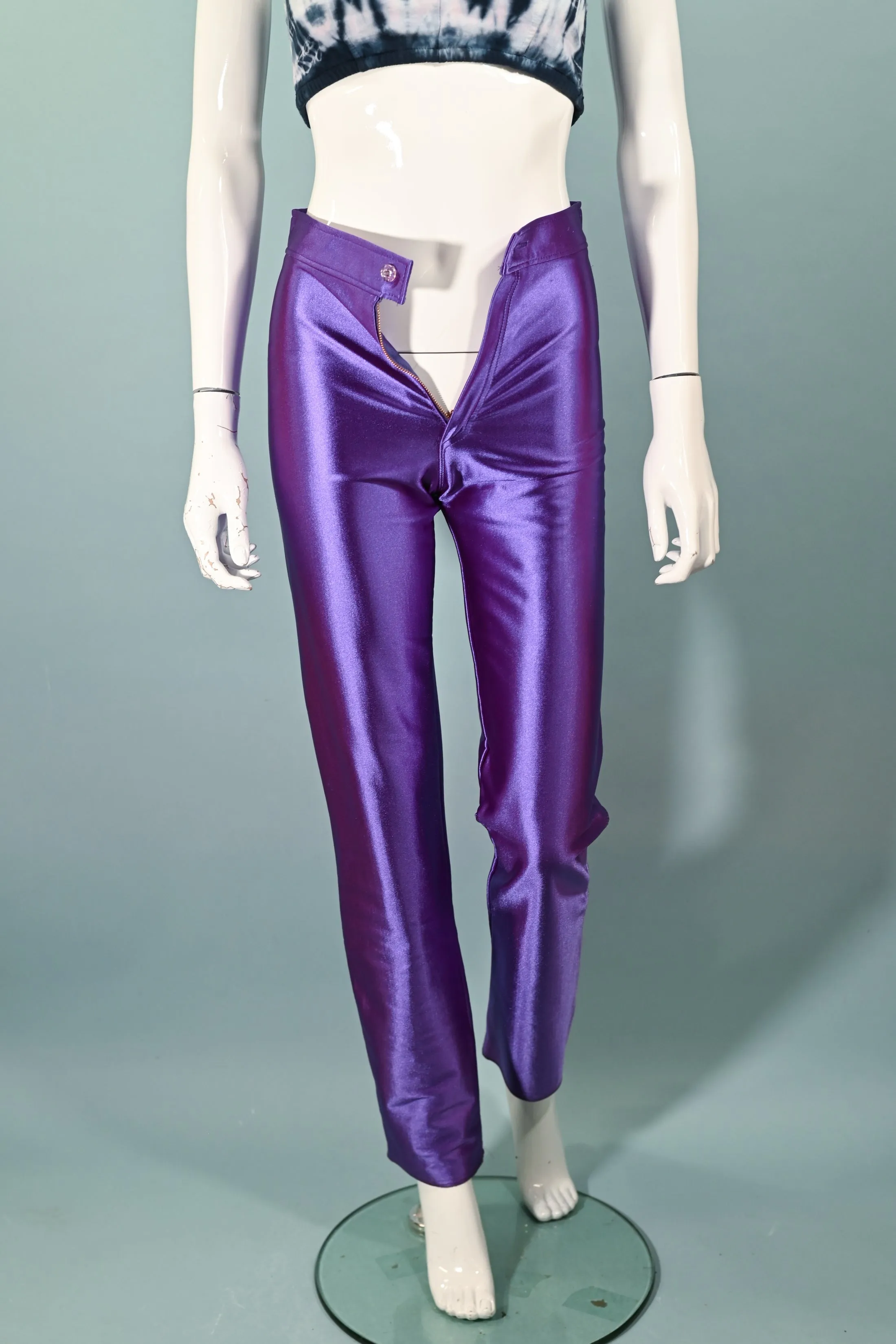 SOLD Vintage 70s Purple Spandex Disco Pants, Tight End XS