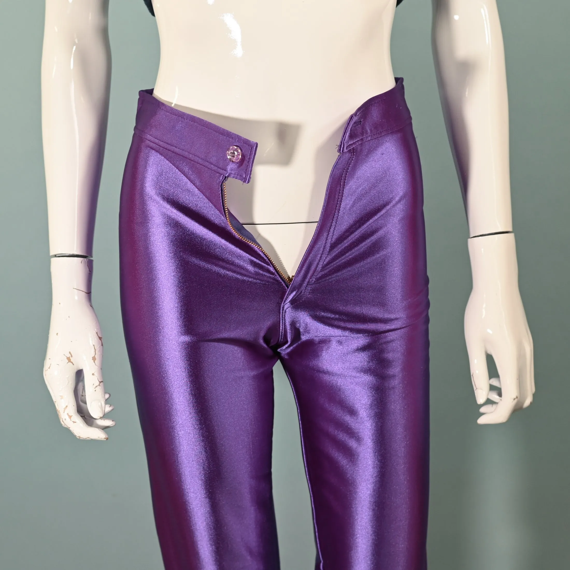 SOLD Vintage 70s Purple Spandex Disco Pants, Tight End XS