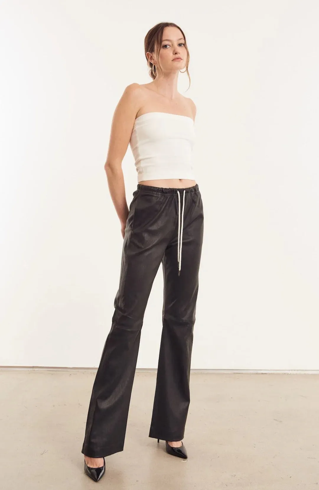 SPRWMN DRAWSTRING STRAIGHT LEG PANT