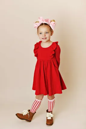 Swoon Baby Clothing Red Picot Pocket Bella Dress