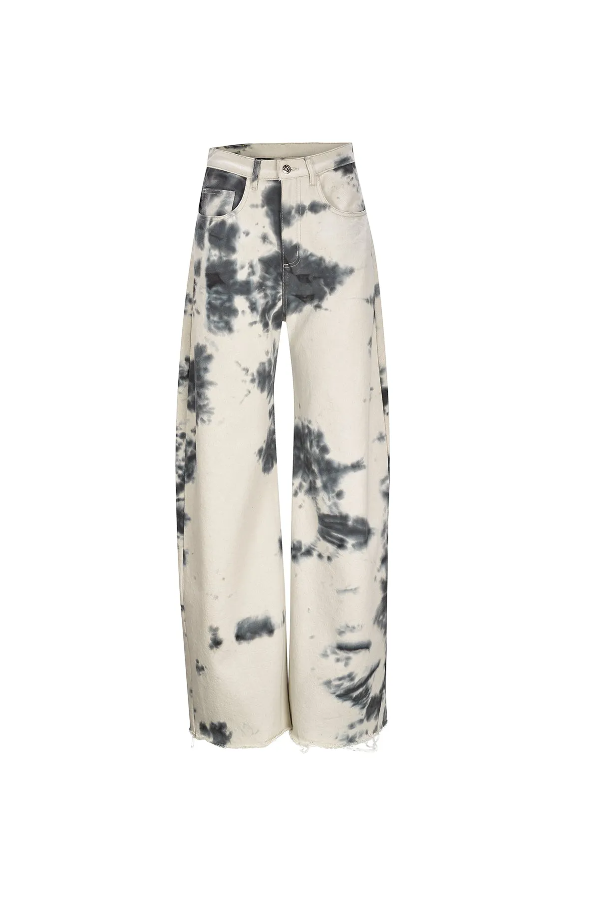 TIE DYE BLACK BOYFRIEND TROUSERS