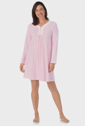 White Rosebuds Long Sleeve Nightgown