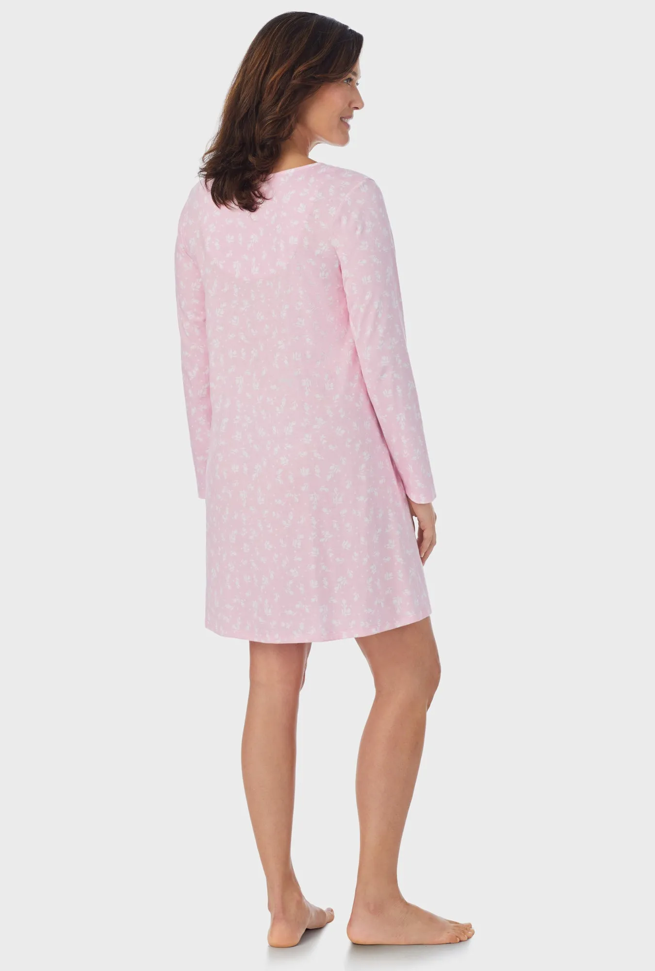 White Rosebuds Long Sleeve Nightgown