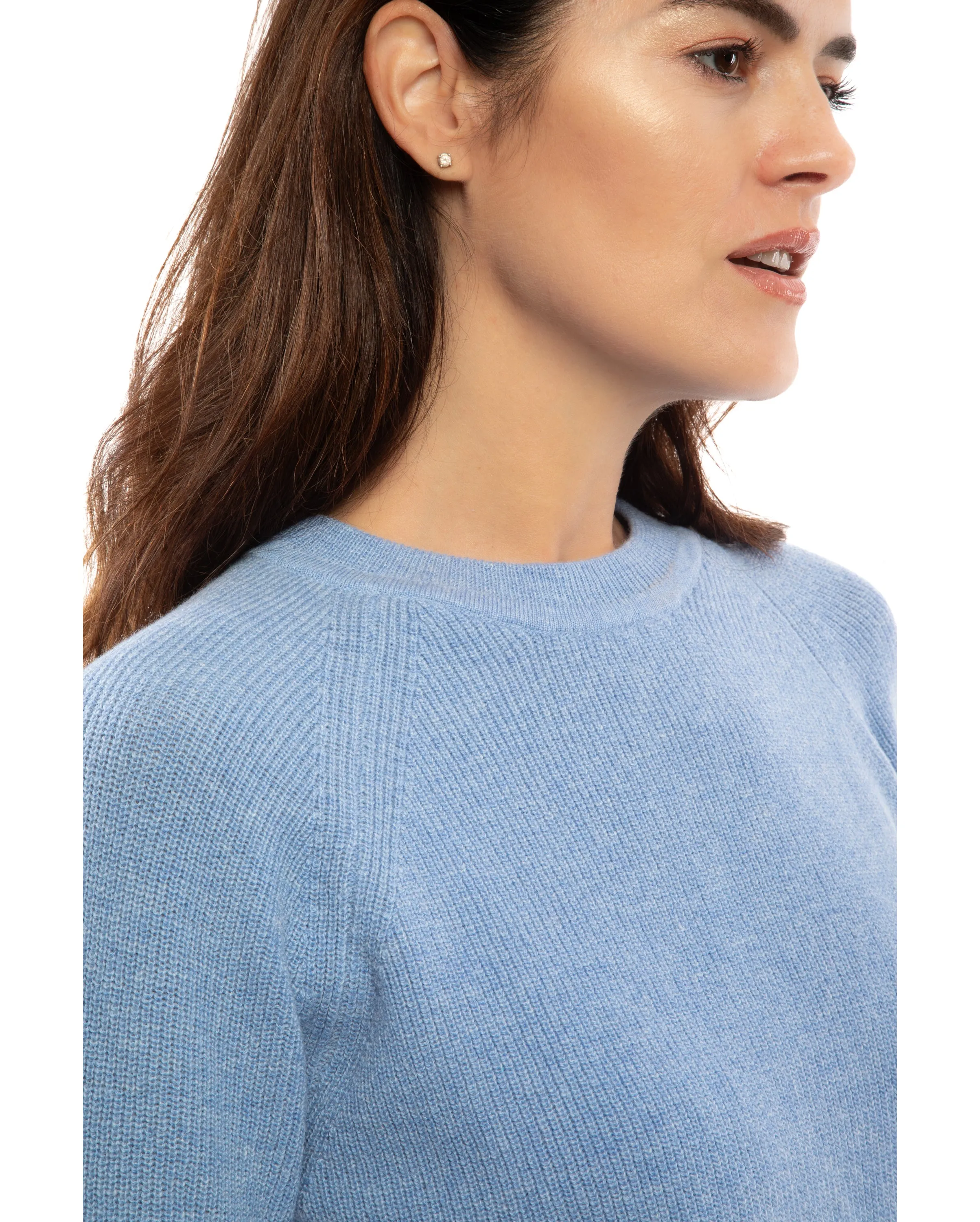 Women's Merino-Cashmere Brioche Rib Sweatshirt SkyBlue