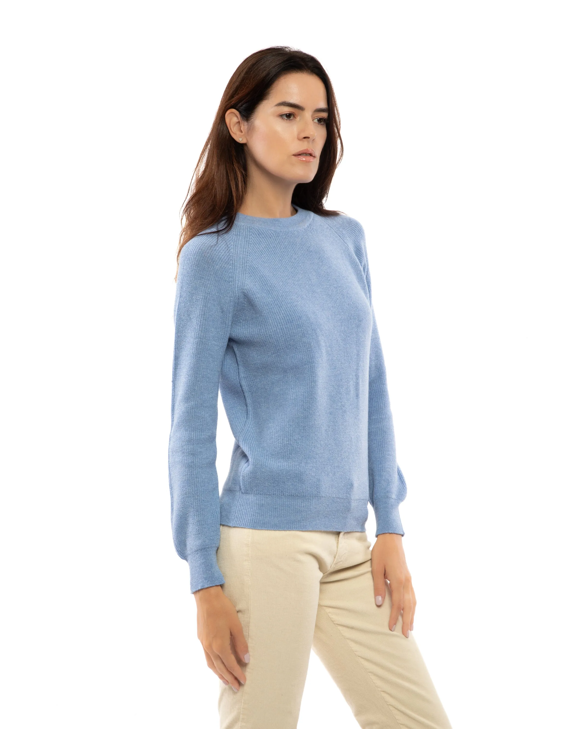 Women's Merino-Cashmere Brioche Rib Sweatshirt SkyBlue