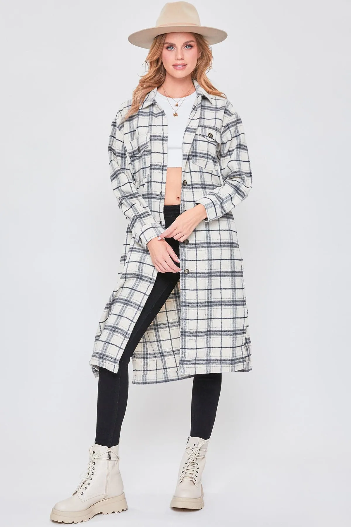 Women's Plaid Shacket Long Duster